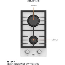 Millen 30 Cm Built In Glass Gas Hob With 2 Sabaf Burners, MGHG 3001 WH