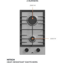 Millen 30 Cm Built In Gas Hob With Sabaf Burners, MGH 3002 IX