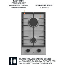 Millen 30 Cm Built In Gas Hob With Sabaf Burners, MGH 3002 IX