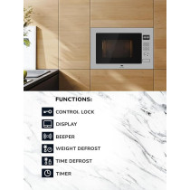 Millen Microwave Oven, 25L, Stainless Steel Finish, Mechanical Control, 900W Microwave Power, 1000W Grill Power, 8 Automatic Programs, MBW 381 SX