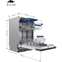 Millen Built-In Dishwasher 45Cm, Compact And Efficient, Auto Open, Aquastop, MDW 45732