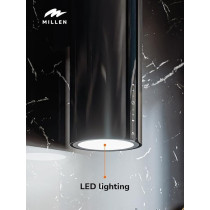 Millen 35 Cm Wall-Mounted Lamp Hood, Compact Luxury With Gesture Control, Filters Included, MTUB 35 BL