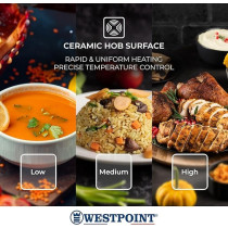 Westpoint Freestanding Ceramic Cooker 60 x 60 4-Burner Full-Safety, Semi Professional Cooking Range With Electric Oven And Grill, Separate Control, Thermostat, Fast Heating, WCAM-6640E1DTGFI