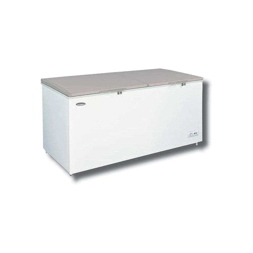 Westpoint Double Door Gross 850L Free Standing Chest Freezer Inner Aluminium External Fan Condensor Light Inside With Wheels, White, WBXN-8422G2L
