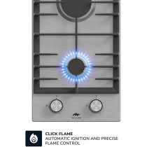 Millen Premium Built-In 30 Cm Two Burners Gas Hob - Stainless-Steel Finish, 3900 Watts, Mechanical And Electric Ignition Control, MGH 3001 IX