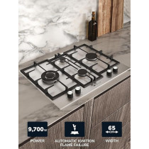 Millen 65 Cm Built In Gas Hob With Sabaf Burners, MGH 6501 IX