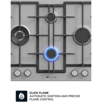 Millen 65 Cm Built In Gas Hob With Sabaf Burners, MGH 6501 IX