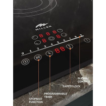 Millen 90 Cm Built-In Electric Hob 5 Heating Zones, Kanger Glass Ceramic, 8700 Watts, Hi-Light Heating Elements, Touch And Slider Control, MEH 902 BL