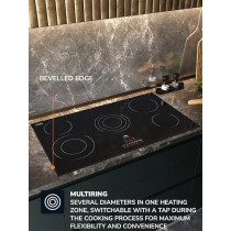 Millen 90 Cm Built-In Electric Hob 5 Heating Zones, Kanger Glass Ceramic, 8700 Watts, Hi-Light Heating Elements, Touch And Slider Control, MEH 902 BL