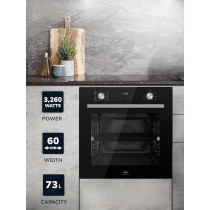 Millen Built In Electric Oven, 10 Cooking Modes, 73L, Schott Inner Glass, MEO 6004 BL