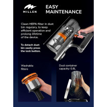 Millen Cordless Stick Vacuum Cleaner - Powerful, Lightweight And Versatile, MVCS7073