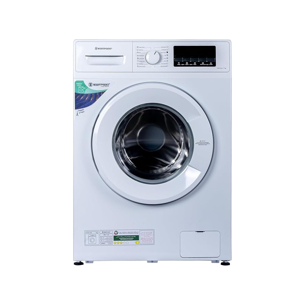 Westpoint 7 Kg Front Load Washing Machine 1200 RPM With 16 Washing Programs And Quick Wash, White, WMT-71222