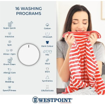 Westpoint 7 Kg Front Load Washing Machine 1200 RPM With 16 Washing Programs And Quick Wash, White, WMT-71222