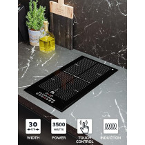 Millen Built In Induction Hob, 30 Cm Black Glass, 2 Heating Zones, 3500W, Touch Control, MIH 302 BL