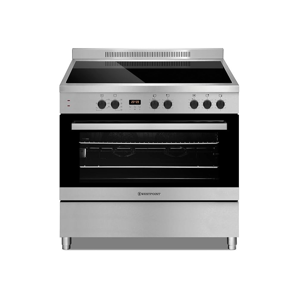 Westpoint Freestanding Ceramic Cooker 90 x 60 5-Burner Full-Safety, Semi Professional Cooking Range With Big Capacity Electric Oven With Fan, Thermostat, Fast Heating, WCAM-6905M9XD