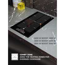 Millen Built In Induction Hob, 30 Cm Black Glass, 2 Heating Zones, 3500W, Touch Control, MIH 302 BL