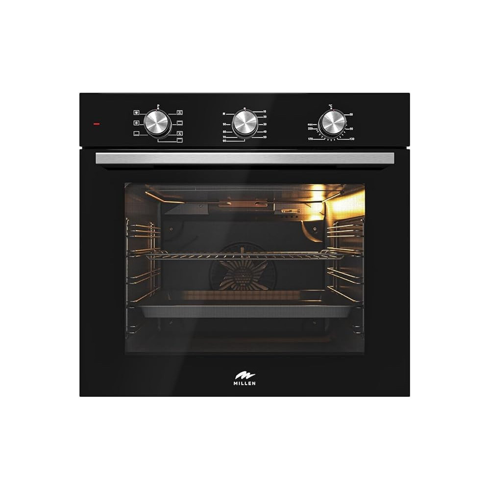 Millen Built In Electric Oven 7 Cooking Modes, 78L, Schott Inner Glass, MEO 6001 BL