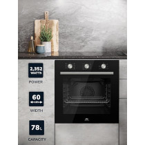 Millen Built In Electric Oven 7 Cooking Modes, 78L, Schott Inner Glass, MEO 6001 BL