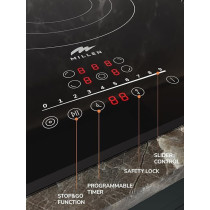 Millen 90 Cm Built-In Electric Hob 5 Heating Zones, Kanger Glass Ceramic, 9100 Watts, Hi-Light Heating Elements, Touch And Slider Control, MEH 904 BL