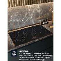 Millen 90 Cm Built-In Electric Hob 5 Heating Zones, Kanger Glass Ceramic, 9100 Watts, Hi-Light Heating Elements, Touch And Slider Control, MEH 904 BL