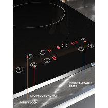 Millen Built In Electric Hob, 45 Cm Black Glass, 3 Heating Zones, 4800W, Touch Control, MEH 451 BL