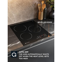 Millen Built In Electric Hob, 45 Cm Black Glass, 3 Heating Zones, 4800W, Touch Control, MEH 451 BL