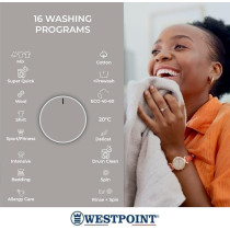 Westpoint 8 Kg Front Load Washing Machine, Fully Automatic, 1200 RPM, 15 Easy Washing Programs, Quick Wash LED Control Panel, Remaining Time Display, WMT-81222S, Silver