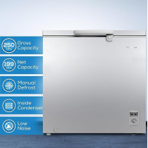 Bompani 259L Capacity Chest Freezer, Defrost Cooling System, Convertible Freezer And Fridge, Mechanical Control, Lock And Key, R600a Refrigerant, BOCF250I, Grey