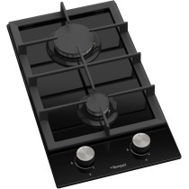 Bompani 30 Cm Built-In Hobs 2 Gas Euro Type Pool Burners, Sabaf Burners, 8mm Tempered Black Glass BO263VFT