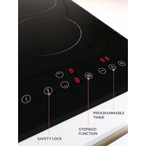 Millen Built In Electric Hob, 30 Cm Black Glass, 2 Heating Zones, 3000W, Touch Control, MEH 301 BL