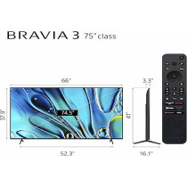 Sony Bravia 3 75 Inch 4K HDR Smart TV, Google TV With Dolby Vision Atmos, 2024 Model
