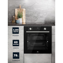 Millen Built In Electric Oven 9 Cooking Modes, 78L, Schott Inner Glass, MEO 6003 BL