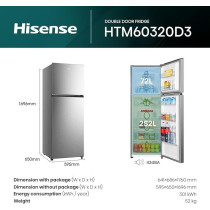 Hisense 418 Litres Top Mount Refrigerator With Inverter Compressor, No Frost Technology, Twist Ice Maker, HTM60320D3
