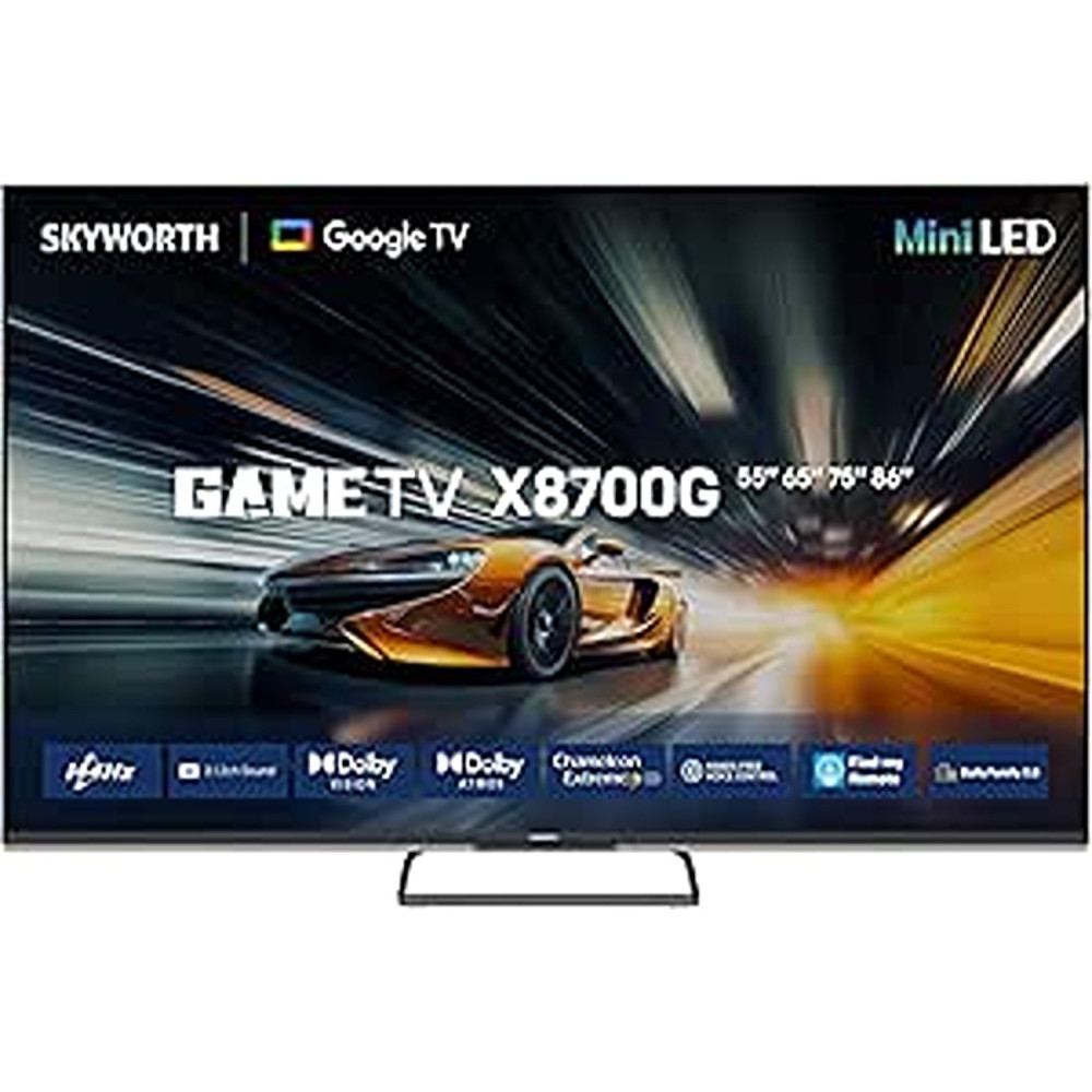 Skyworth 65X8700G 65-Inch 4K MiniLED Smart TV - 144Hz VRR, Dolby Vision And Atmos, HDR10+, Google TV W/32Gb, 4X Hdmi 2.1 (4K 144Hz) Bt 5.2, Game Mode Pro - Elite Home Theater And Gaming Display