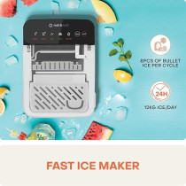 Nutricook Ice Maker, Rapid 7-Minute Ice Production, Bullet-Shaped Ice, Self-Cleaning Function, Compact And Portable, NC-ICY510K