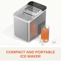 Nutricook Ice Maker, Rapid 7-Minute Ice Production, Bullet-Shaped Ice, Self-Cleaning Function, Compact And Portable, NC-ICY510K
