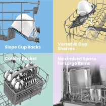 Comfee Dishwasher 12 Place Dish Washer With 8 Programmes, Quiet And Quick, Wash And Dry, LED Display, Delay Start And Wifi Function App Control