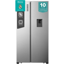 Hisense 670 Litres Side By Side Refrigerator With Water Dispenser, Inverter Compressor, No Frost Technology, Silver, HS91518D3