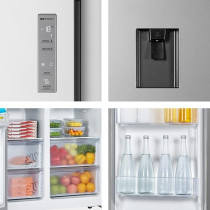 Hisense 670 Litres Side By Side Refrigerator With Water Dispenser, Inverter Compressor, No Frost Technology, Silver, HS91518D3