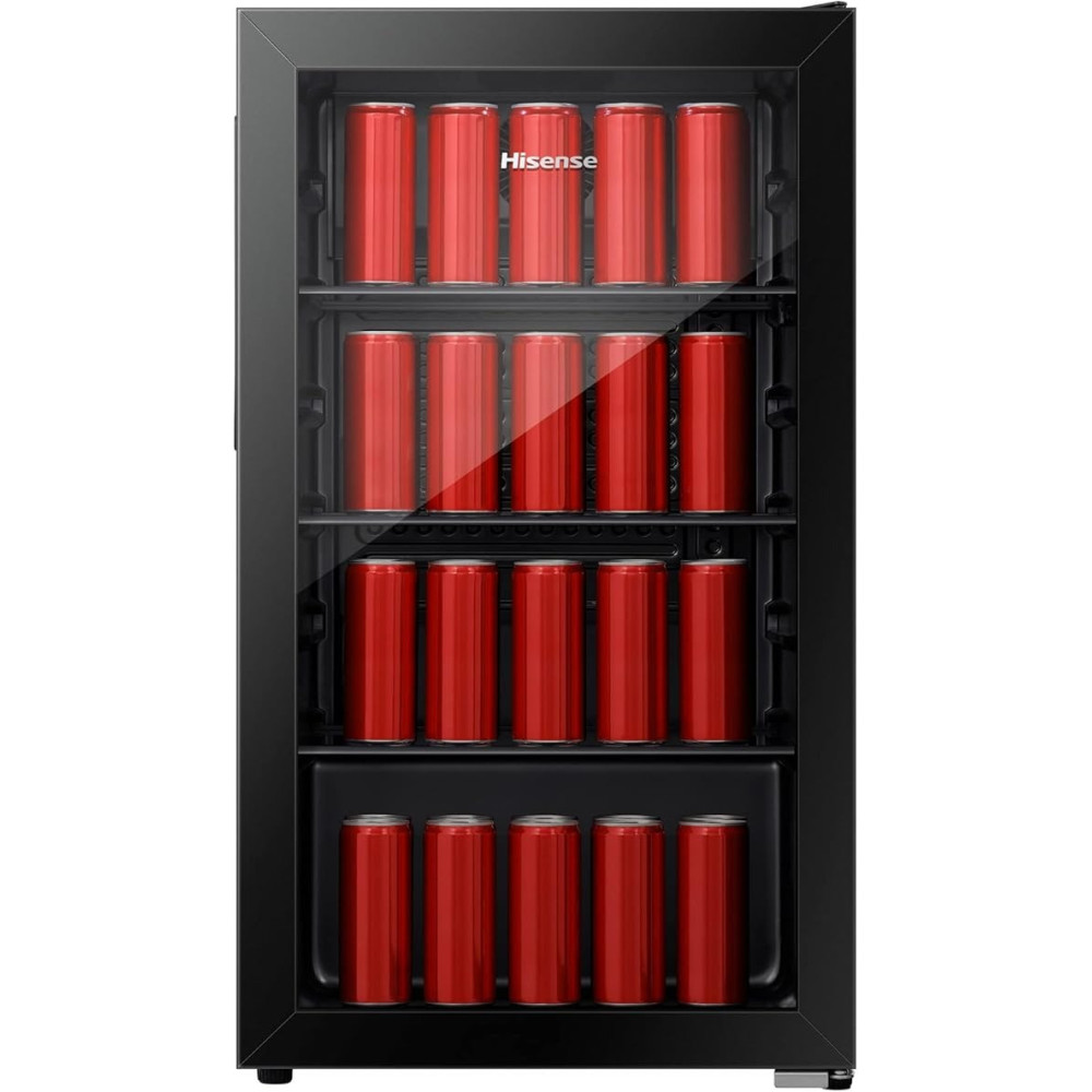 Hisense Beverage Cooler With 69 Cans/113 Bottles, Digital Touch Control, Recessed Handle, Adjustable Glass Shelves, Glass Door, Interior Light, RBC122N4ASU