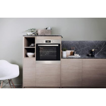Ariston Built In 60Cm Electric Oven, Electronic Controls With 7 Segment Display, Functions Includes Baking Grilling Broiling Defrosting And Toasting, Turbo Grill, Integrated Cleaning System, FA3540HIXA