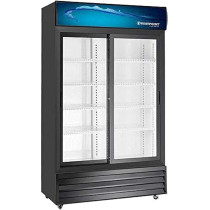 Westpoint Showcase Chiller 825 Litre Double Door, No Frost, Uniform Cooling, Self Closing Doors, Tempered Glass, Wire Shelves Top Canopy And Light, With Wheels, Metalic Hinges, Lock And Key, Spacious, Black