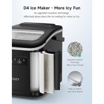 Hicozy Ice Maker, Ice Cube Machine, Water 1.4L 15Kg, 9 Cubes Ready In 6-8 Mins, 2 Different Sizes Of Bullet Ice For Home, Kitchen, Office, Party, Black