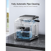 Hicozy Ice Maker, Ice Cube Machine, Water 1.4L 15Kg, 9 Cubes Ready In 6-8 Mins, 2 Different Sizes Of Bullet Ice For Home, Kitchen, Office, Party, Black