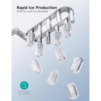 Hicozy Ice Maker, Ice Cube Machine, Water 1.4L 15Kg, 9 Cubes Ready In 6-8 Mins, 2 Different Sizes Of Bullet Ice For Home, Kitchen, Office, Party, Black