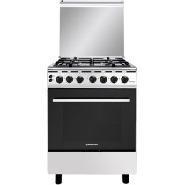 Westpoint Freestanding Full Gas Cooker 4 Burners Auto Ignition Full Safety Enamel Pan Support Stainless Steel Finish Rotisserie Grill And Oven Silver And Black, 60 x 63 x 80 Cm