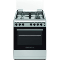 Westpoint 60 x 60 Cm Freestanding Cooker, Full Gas Cooking Range With 4 Burners, Automatic Ignition And Safety, Turnspit Grill Function, Oven Tray, Cooking Tray, Stainless Steel Finish, WCLM-6640G6CIIG-CI