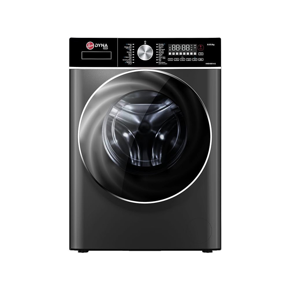 Hoover Washer-Dryer Combo, 8Kg Wash, 5Kg Dry, 1400 Rpm, 17 Programs, Inverter Motor, Knob And Touch Control Panel, Lava Grey, HWD-M8514-G