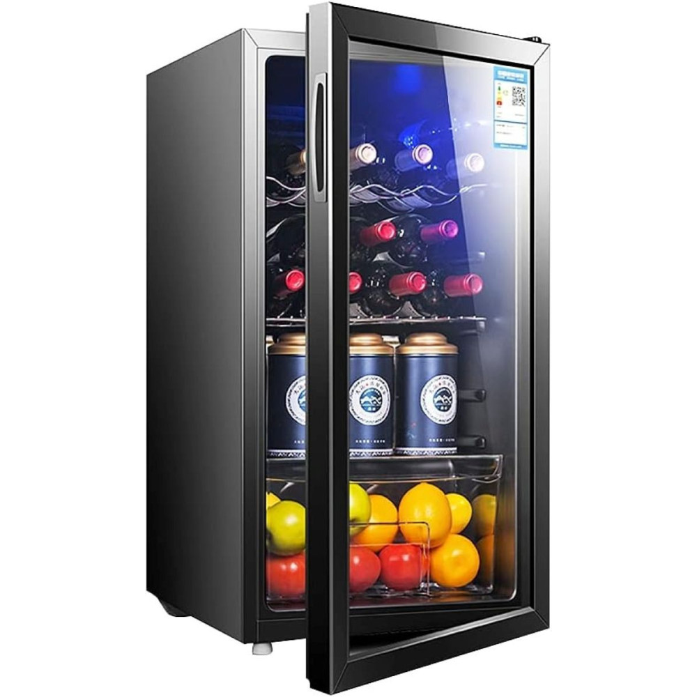 Coolbaby 95L Big Capacity Wine Cooler Refrigerator Skincare Fridge Red Wine Cabinet Transparent Glass Door Wine Cellar Small Fridge For Room