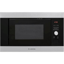 Ariston Built In 25L Microwave Oven With Grill, Inverter, Lcd Display, Defrost Reheat And Grilling, Stainless Steel, Auto Programs, Child Lock, Round Grill Grid, 900W, 1000W Grill, Inox, MF25GUKIXA